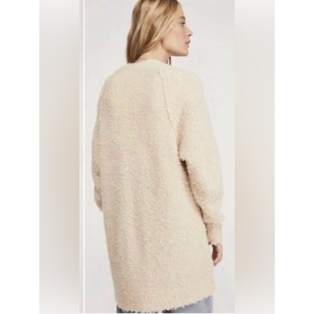 Free People Once In A Lifetime Cardigan Ivory S Shaggy Wool Blend Long Open Boho - Picture 6 of 14